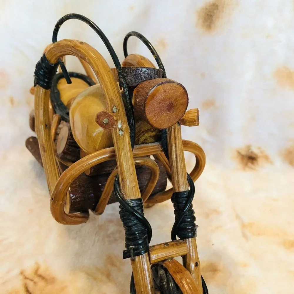 Vintage Handmade/Handcrafted Wooden 12 Inches,‎ Model Motorcycle- Very Detailed